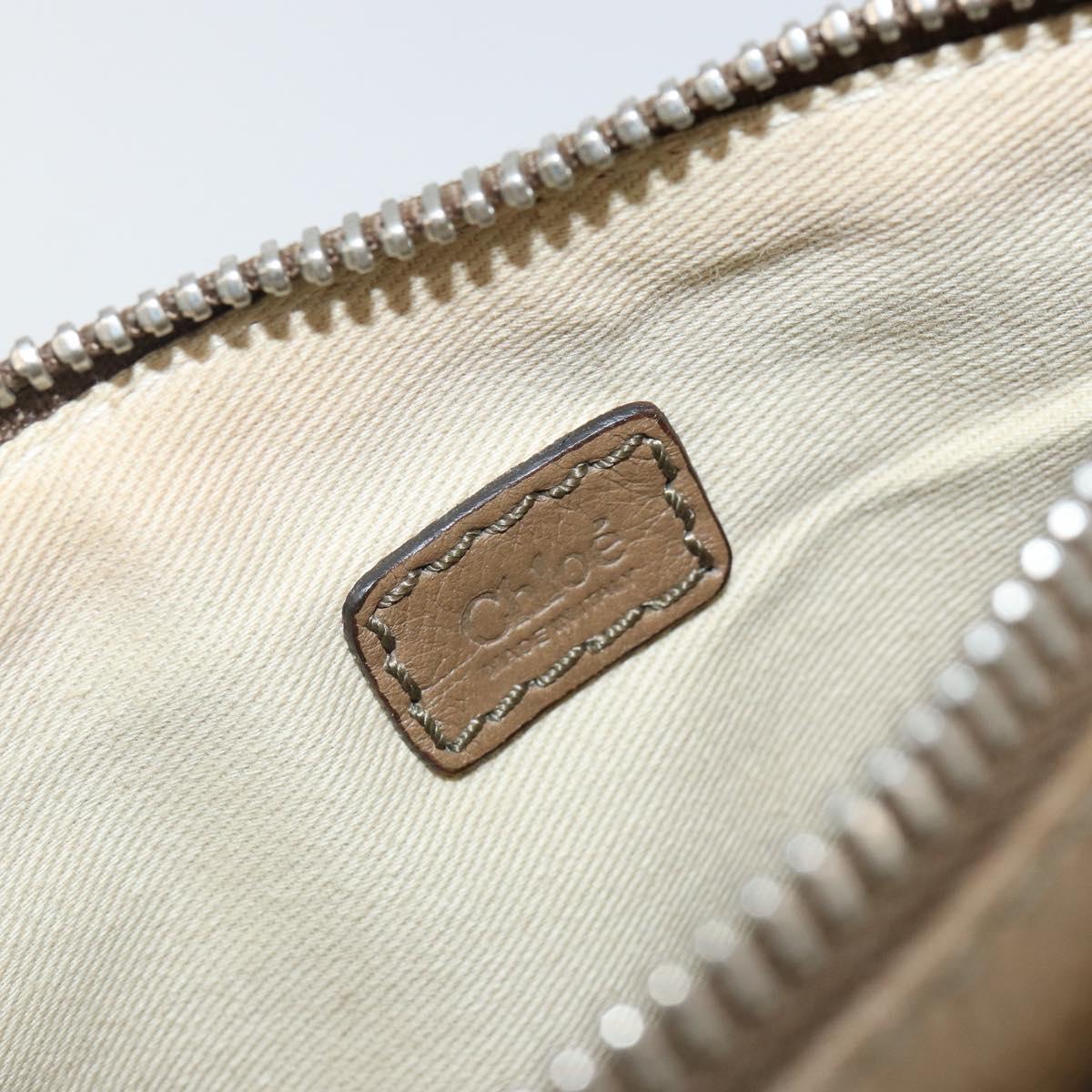 Chloe Paddington Accessory Pouch Leather Silver Beige Auth bs29428