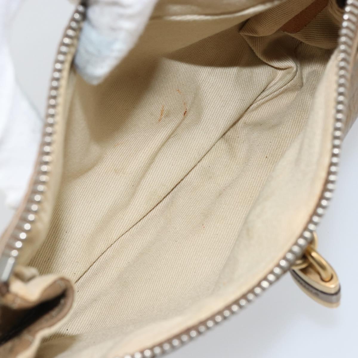 Chloe Paddington Accessory Pouch Leather Silver Beige Auth bs29428
