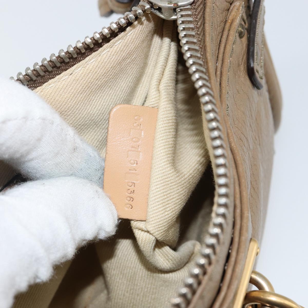 Chloe Paddington Accessory Pouch Leather Silver Beige Auth bs29428