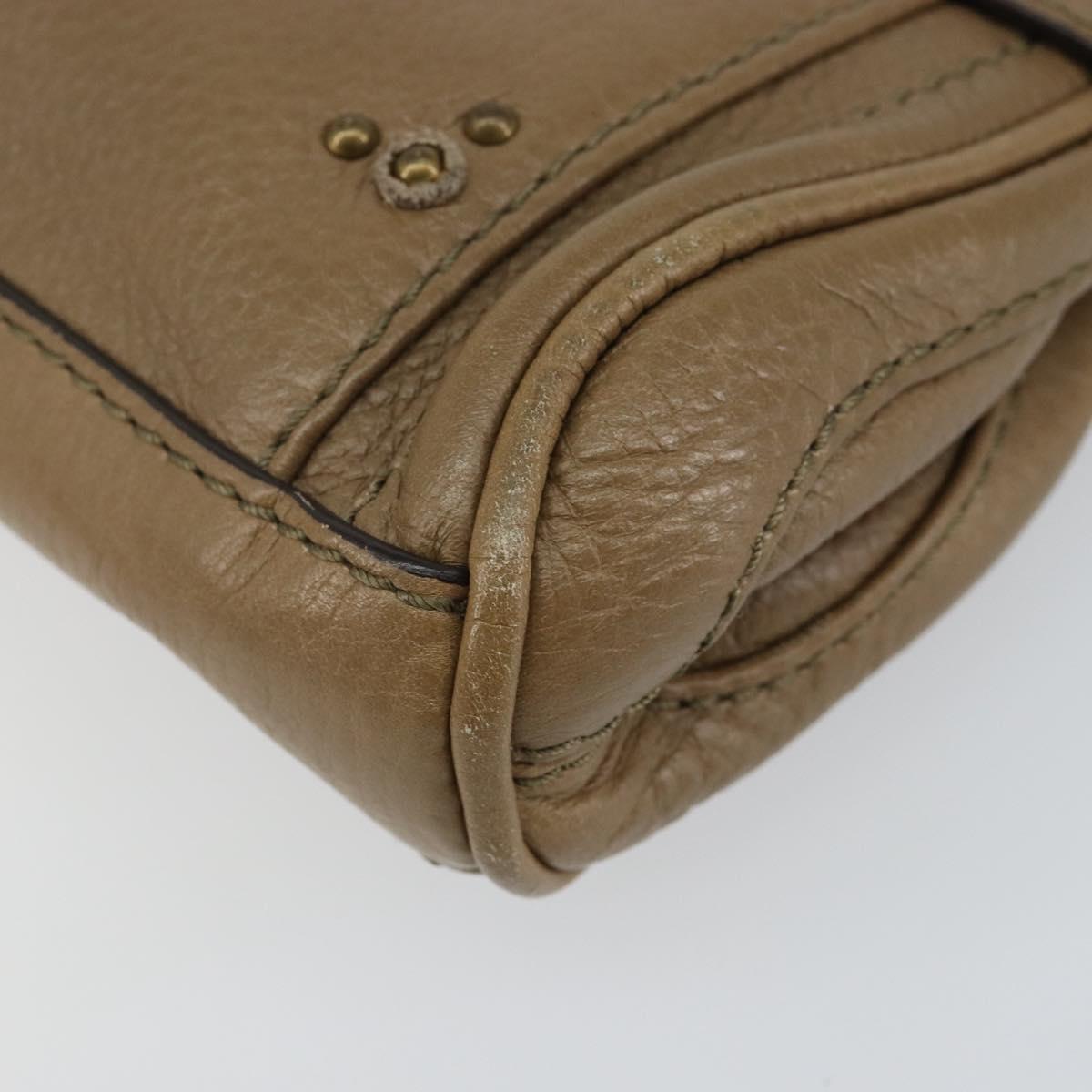 Chloe Paddington Accessory Pouch Leather Silver Beige Auth bs29428