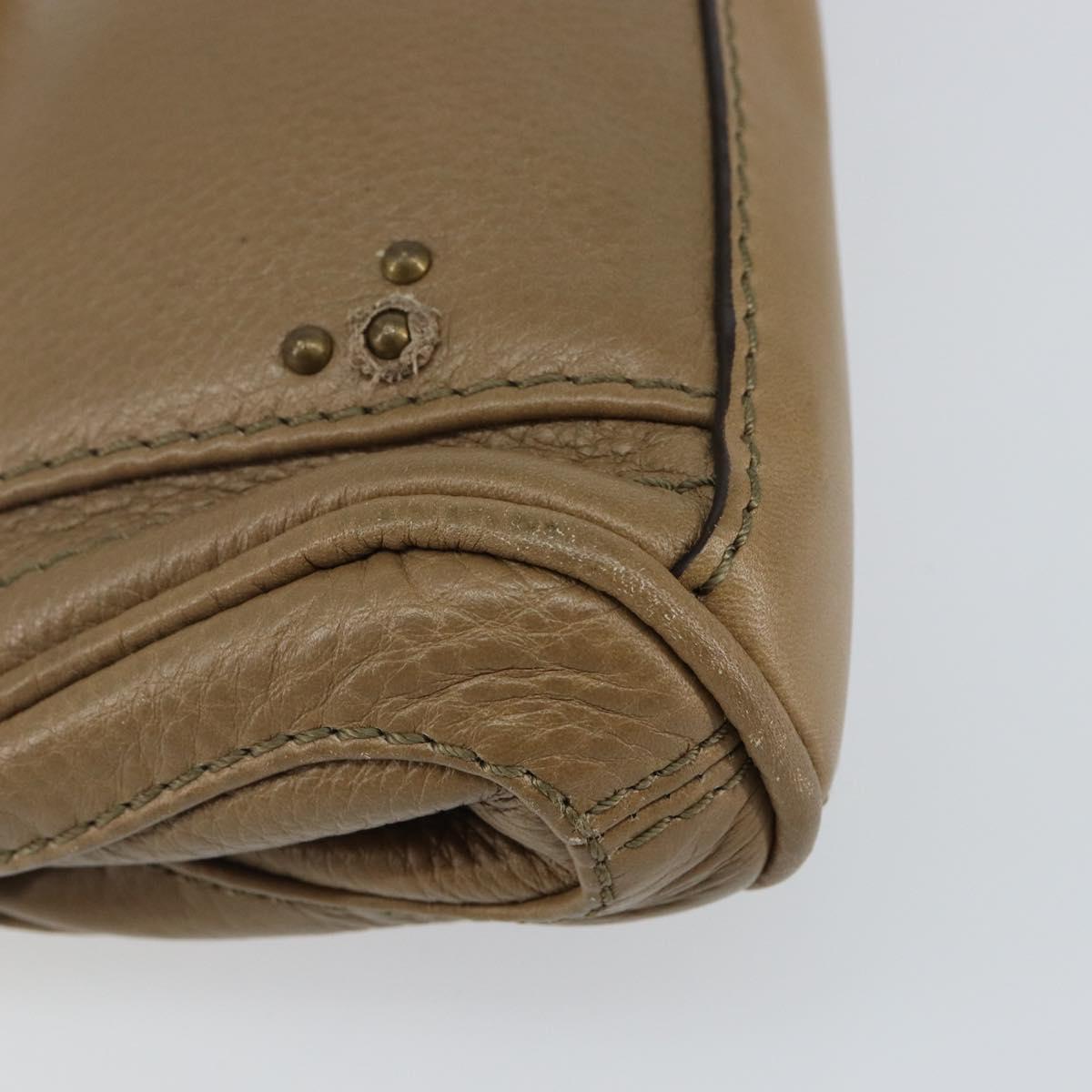 Chloe Paddington Accessory Pouch Leather Silver Beige Auth bs29428