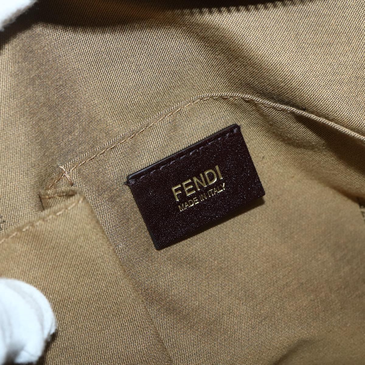 FENDI Unzipped Tote Bag Leather Brown Gold Auth bs29430