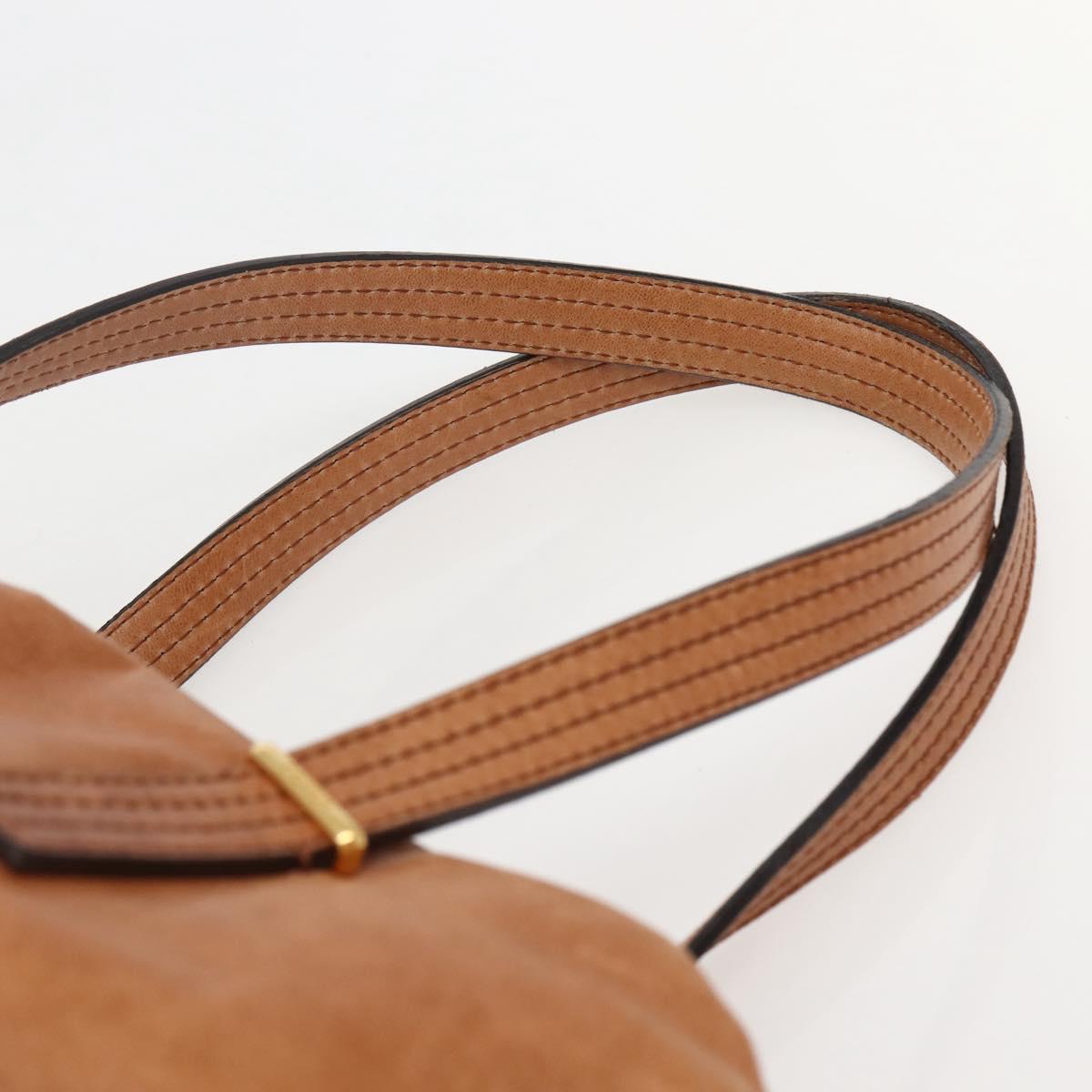FENDI Unzipped Tote Bag Leather Brown Gold Auth bs29430
