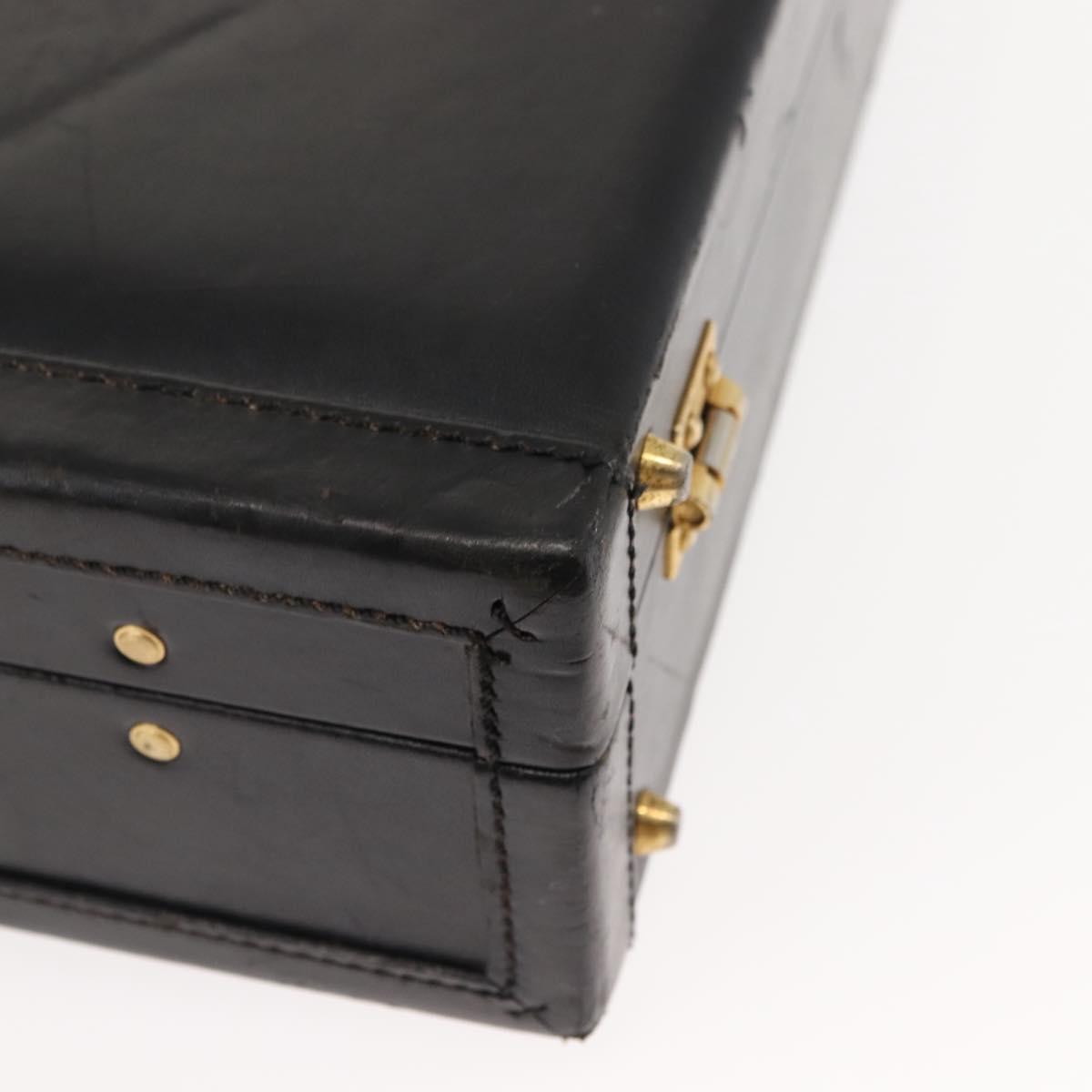 FENDI Attache case Hand Bag Leather Black Auth bs29431