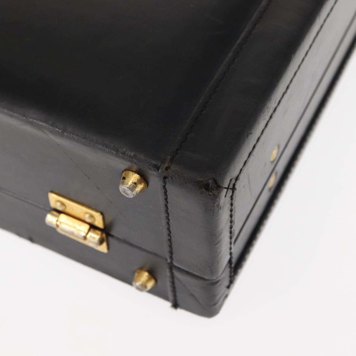 FENDI Attache case Hand Bag Leather Black Auth bs29431