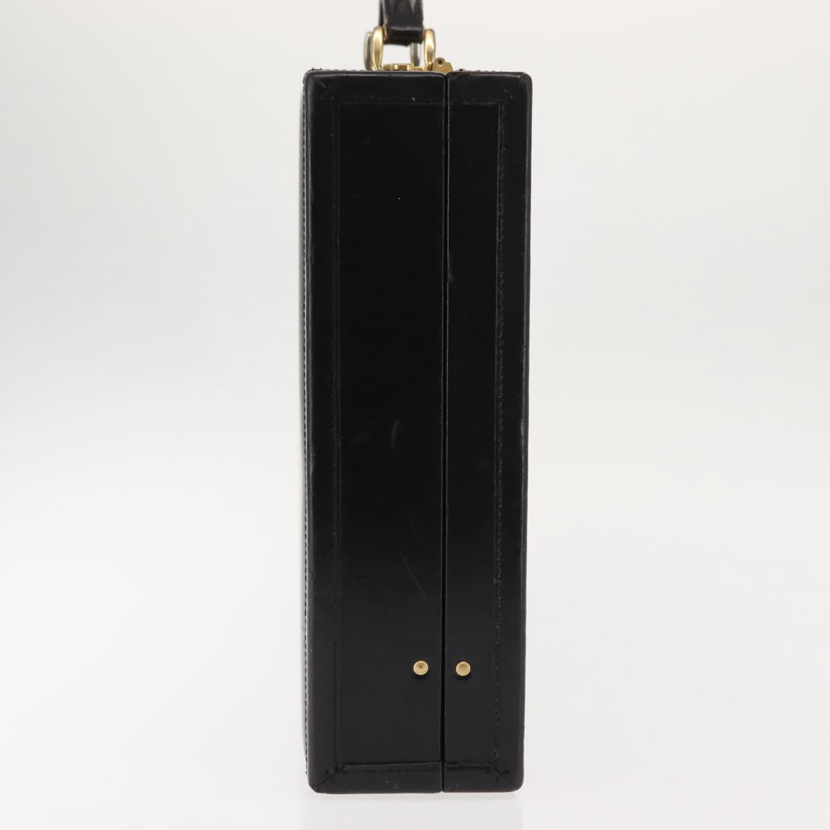 FENDI Attache case Hand Bag Leather Black Auth bs29431