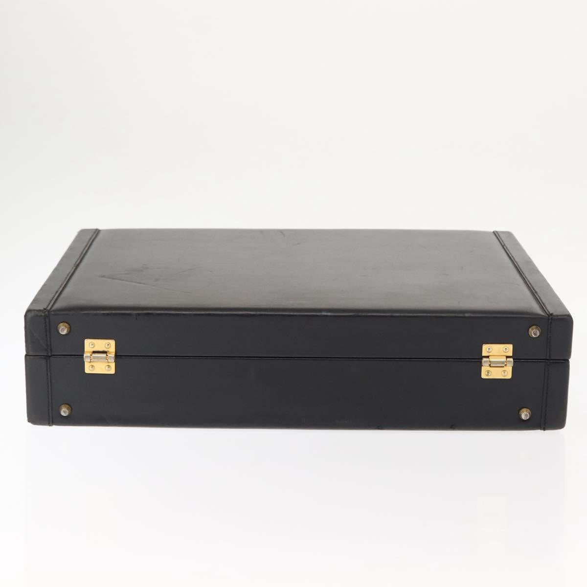 FENDI Attache case Hand Bag Leather Black Auth bs29431