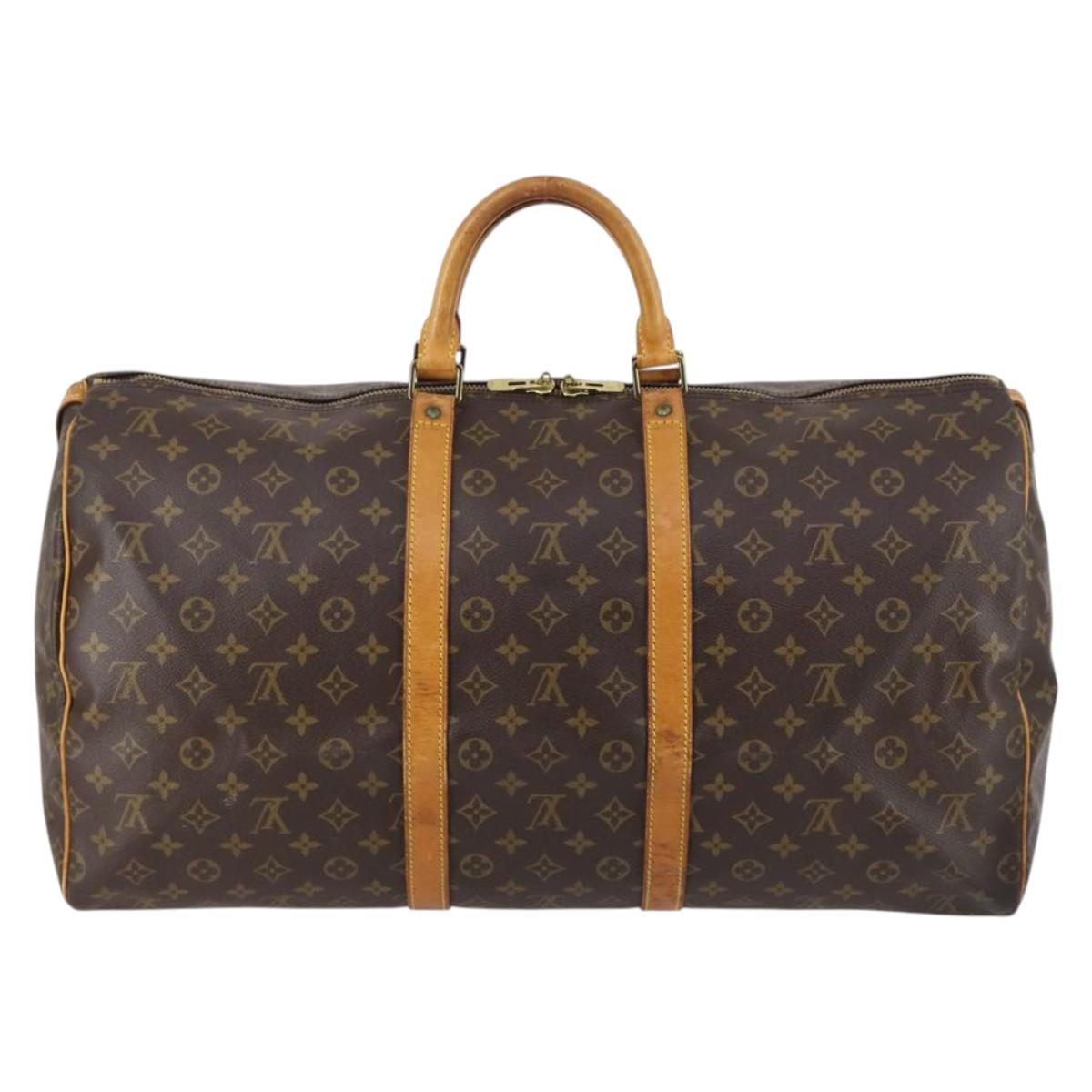 LOUIS VUITTON Monogram Keepall 55 Boston Bag M41424 LV Auth bs29438