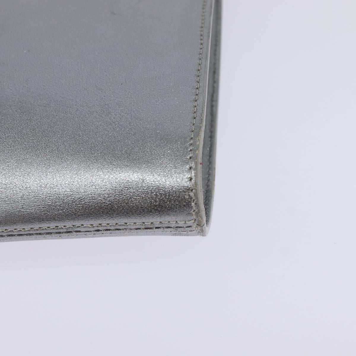 Salvatore Ferragamo Gancini Shoulder Bag Leather Silver Auth bs29440