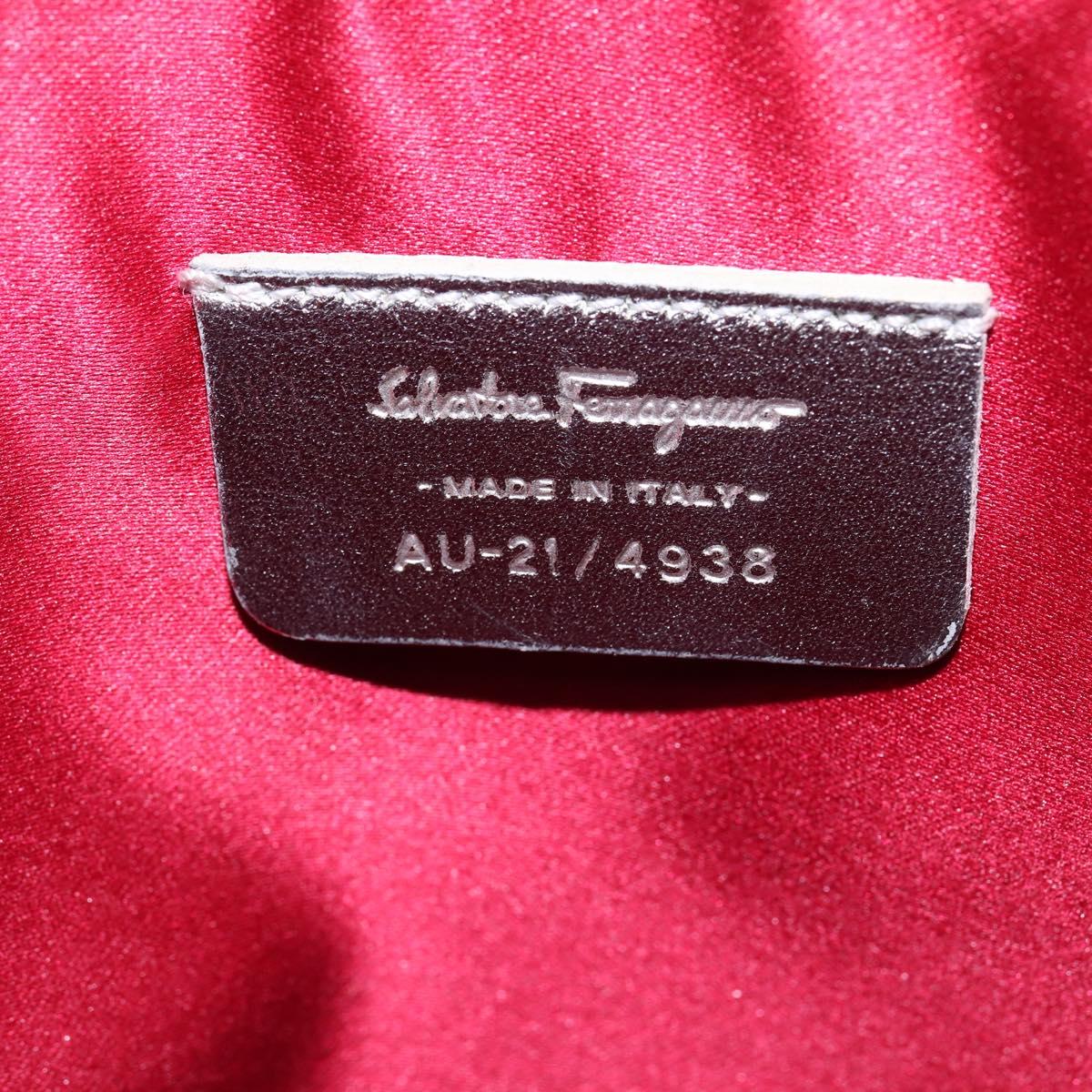 Salvatore Ferragamo Gancini Shoulder Bag Leather Silver Auth bs29440