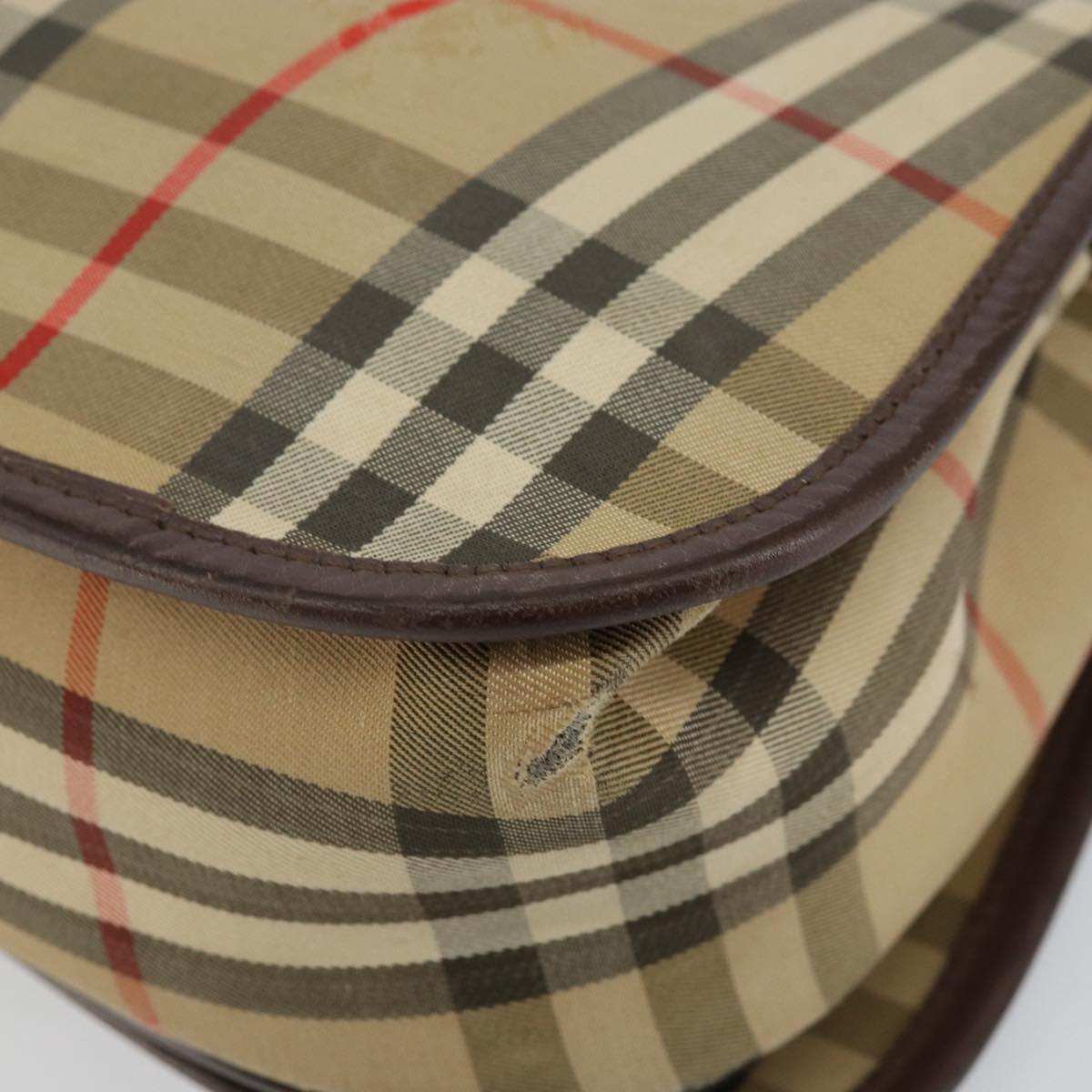 Burberrys Nova Check Shoulder Bag Canvas Beige Gold Auth bs29444