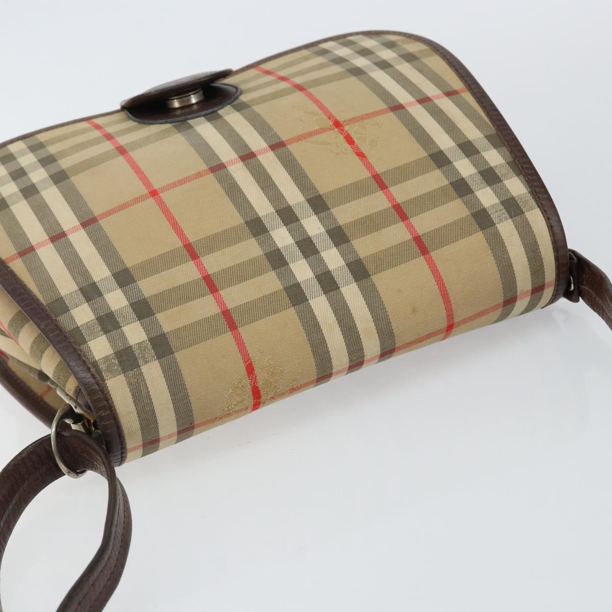 Burberrys Nova Check Shoulder Bag Canvas Beige Gold Auth bs29444