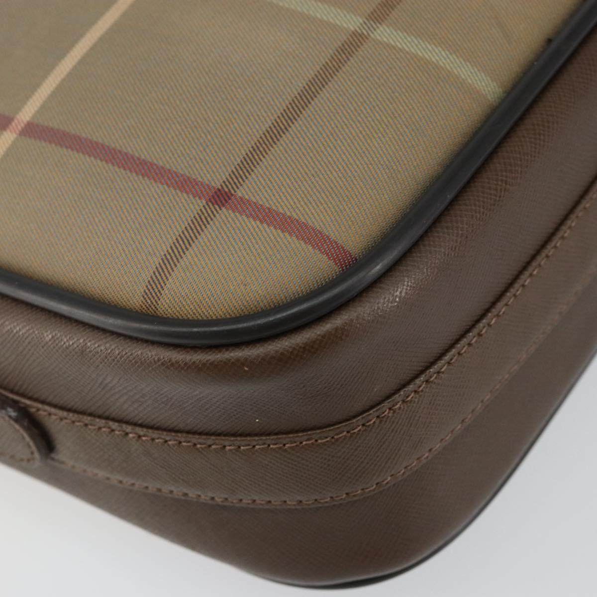 Burberrys Nova Check Shoulder Bag Canvas Beige Gold Auth bs29445