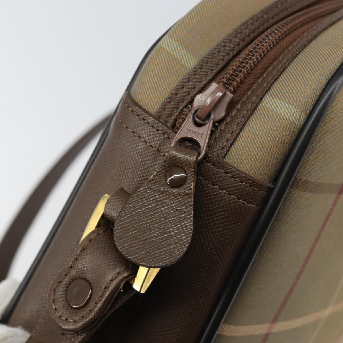 Burberrys Nova Check Shoulder Bag Canvas Beige Gold Auth bs29445