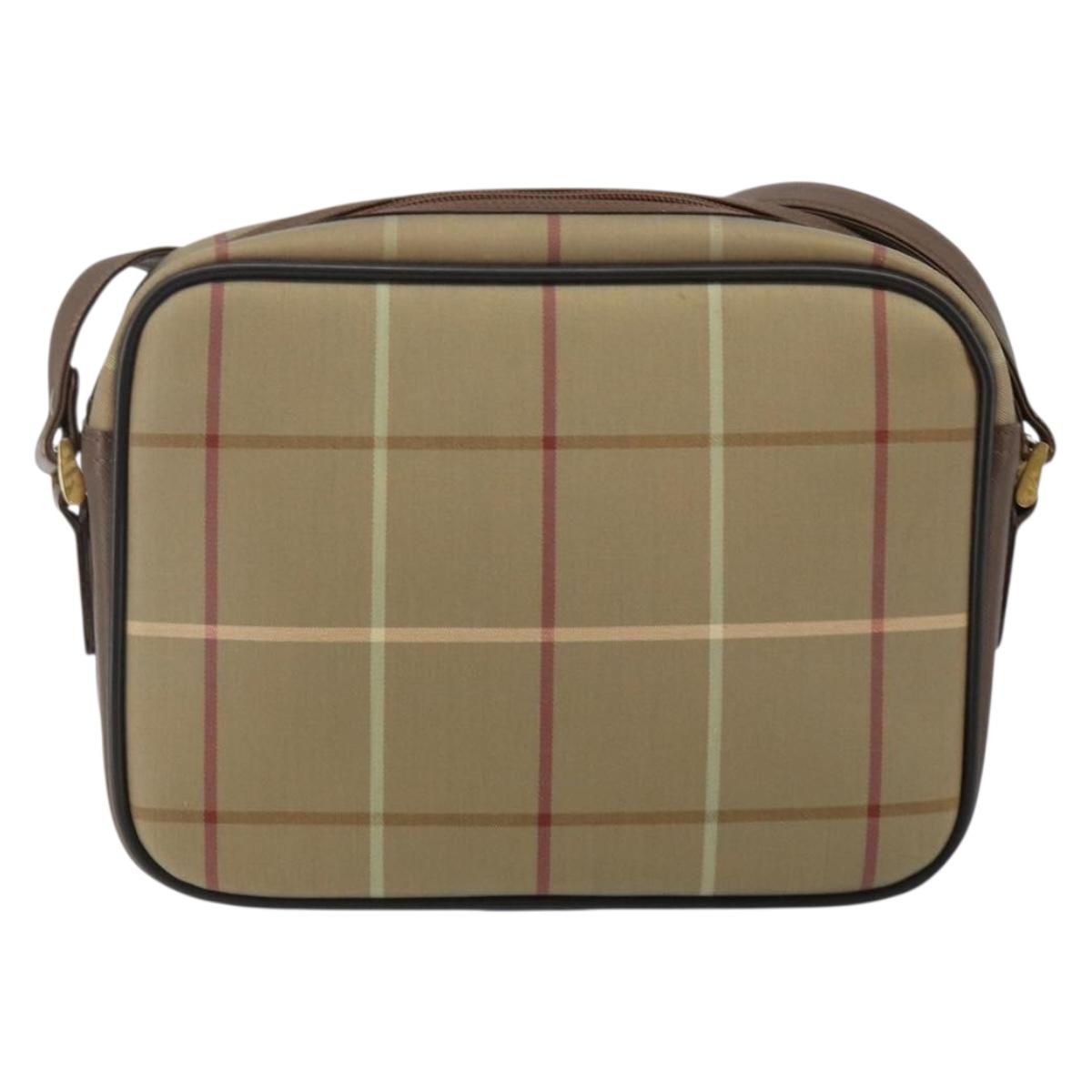 Burberrys Nova Check Shoulder Bag Canvas Beige Gold Auth bs29445