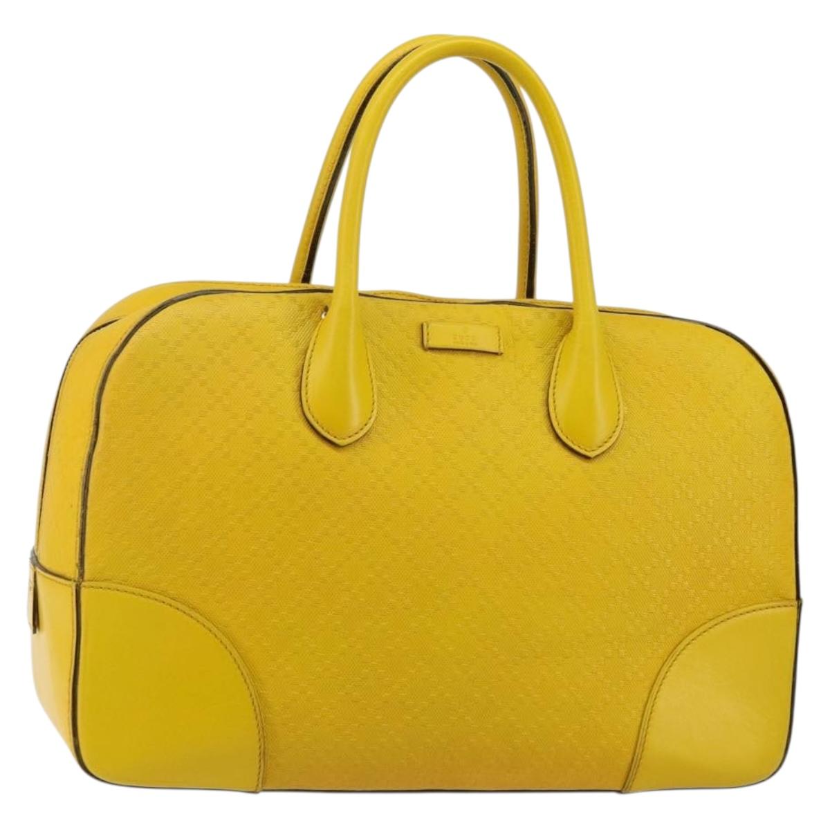 GUCCI Diamante Hand Bag Leather Yellow Silver 354332 Auth bs29447