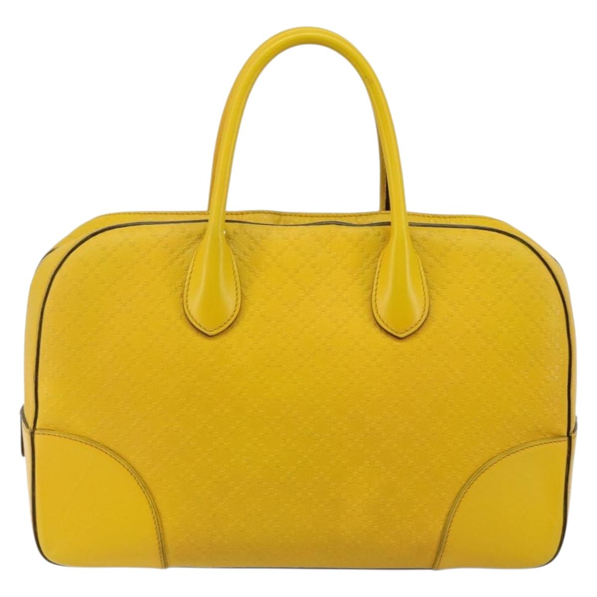 GUCCI Diamante Hand Bag Leather Yellow Silver 354332 Auth bs29447