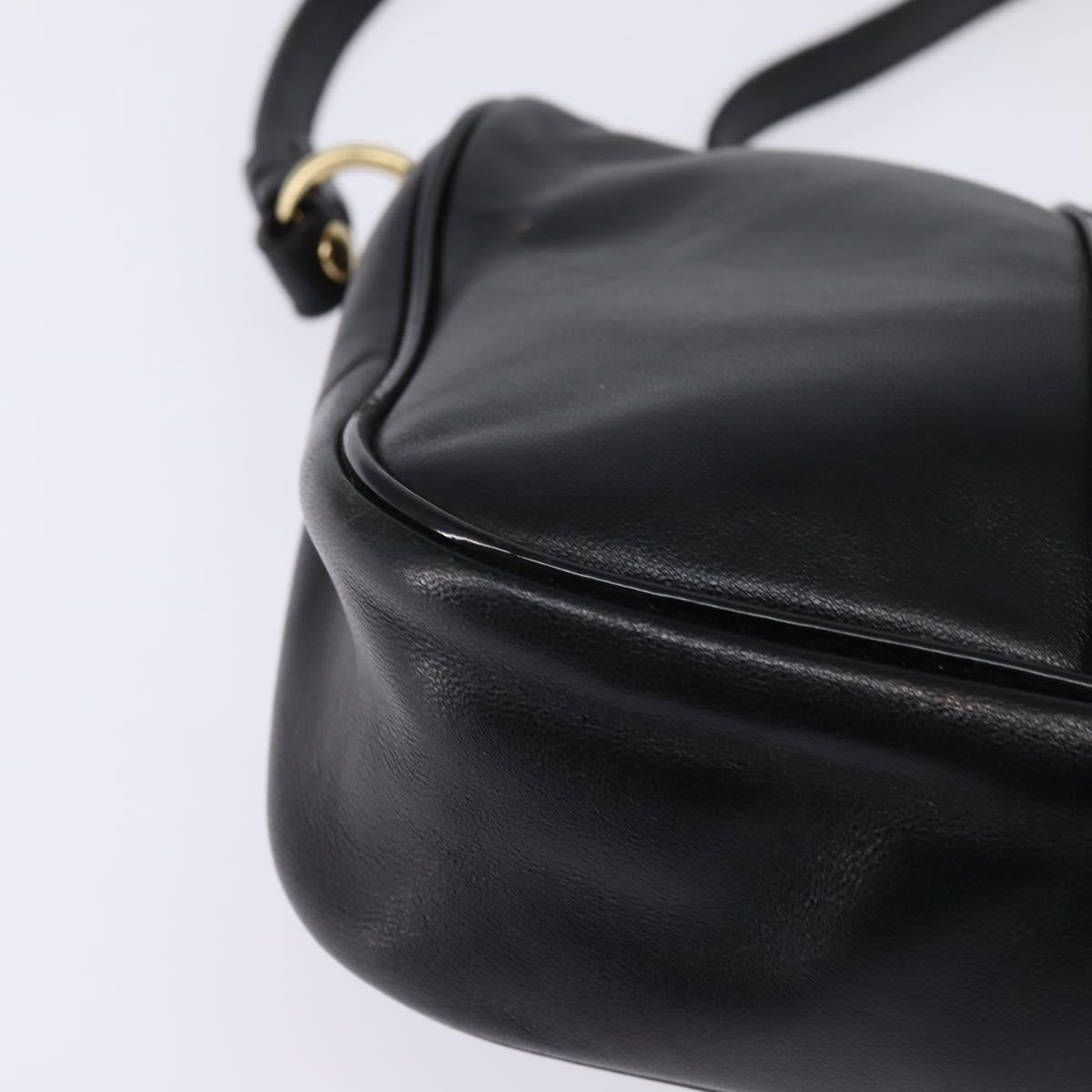 Salvatore Ferragamo Vala Shoulder Bag Leather Black Gold Auth bs29448