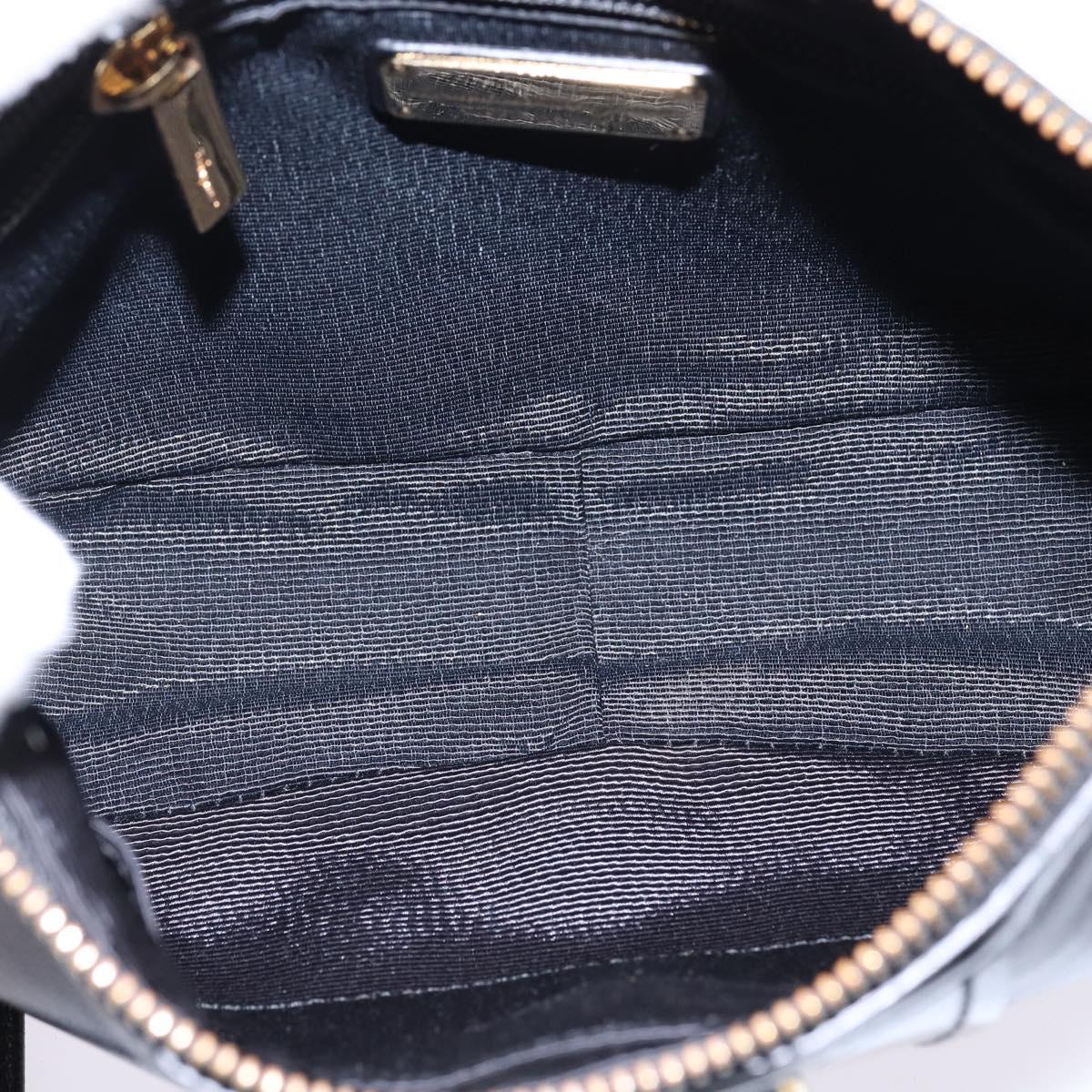 Salvatore Ferragamo Vala Shoulder Bag Leather Black Gold Auth bs29448