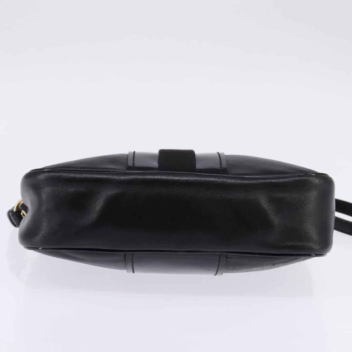 Salvatore Ferragamo Vala Shoulder Bag Leather Black Gold Auth bs29448