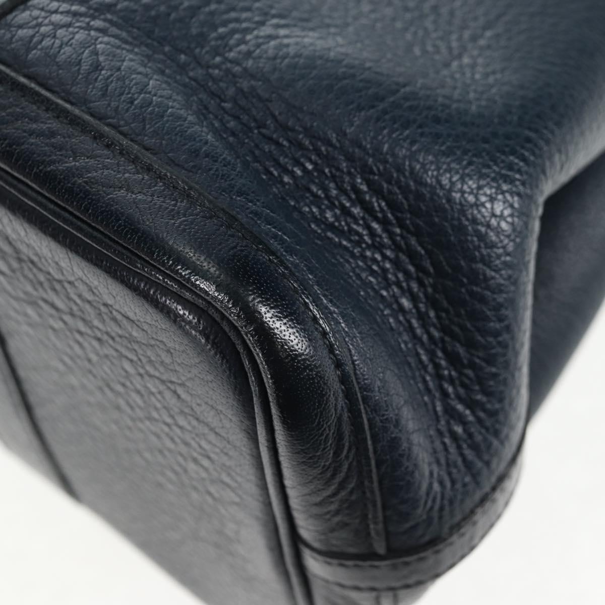 HERMES Negonda Garden Party TPM Hand Bag Leather Navy Silver Auth bs29450A