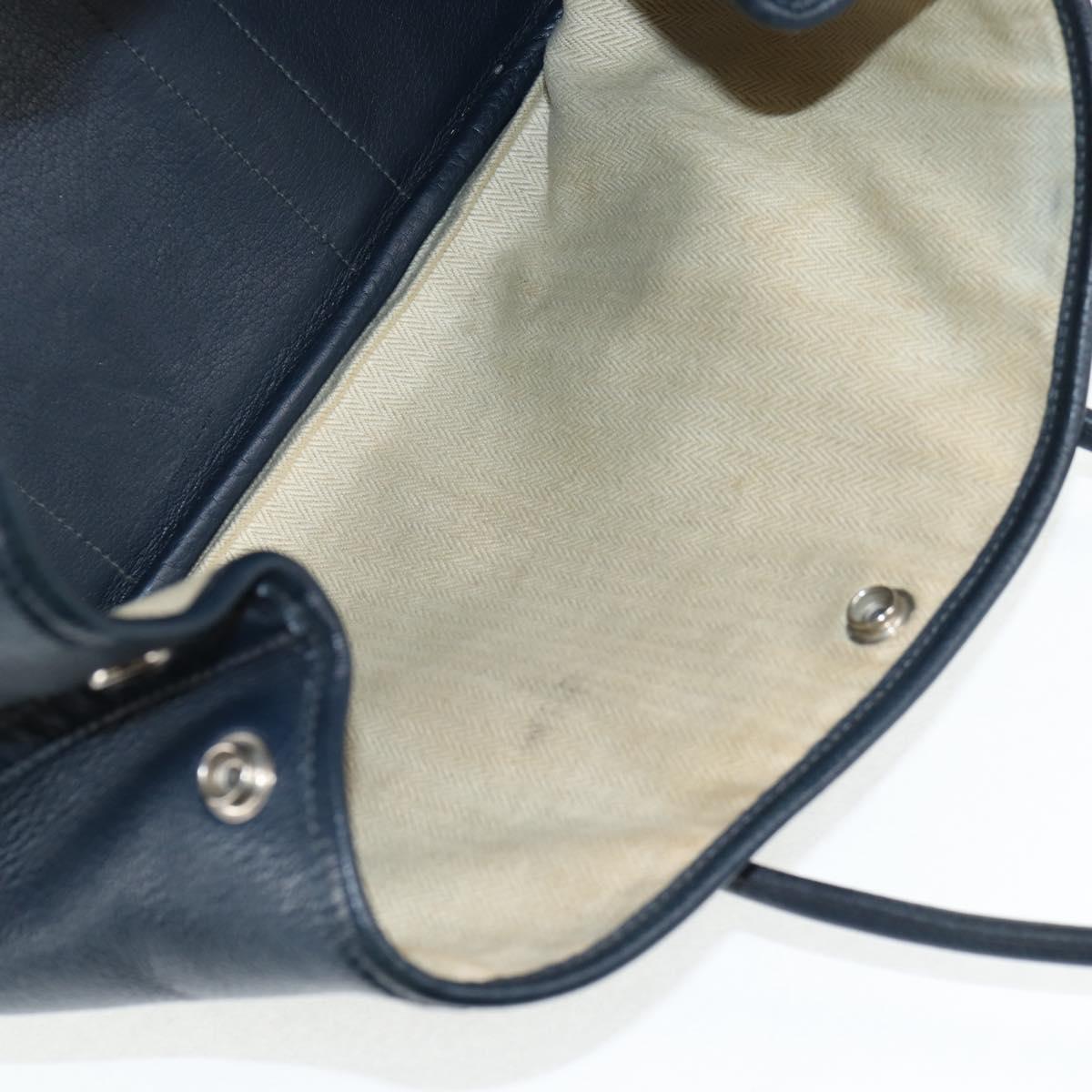 HERMES Negonda Garden Party TPM Hand Bag Leather Navy Silver Auth bs29450A