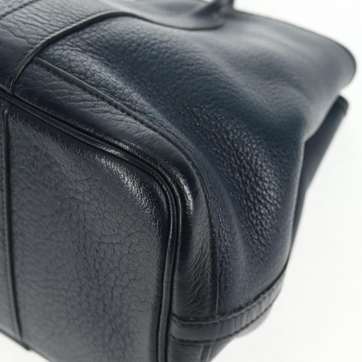 HERMES Negonda Garden Party TPM Hand Bag Leather Navy Silver Auth bs29450A