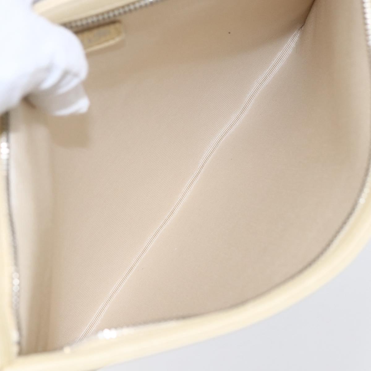 CHANEL camellia Pouch Lamb Skin Beige CC Auth bs29452