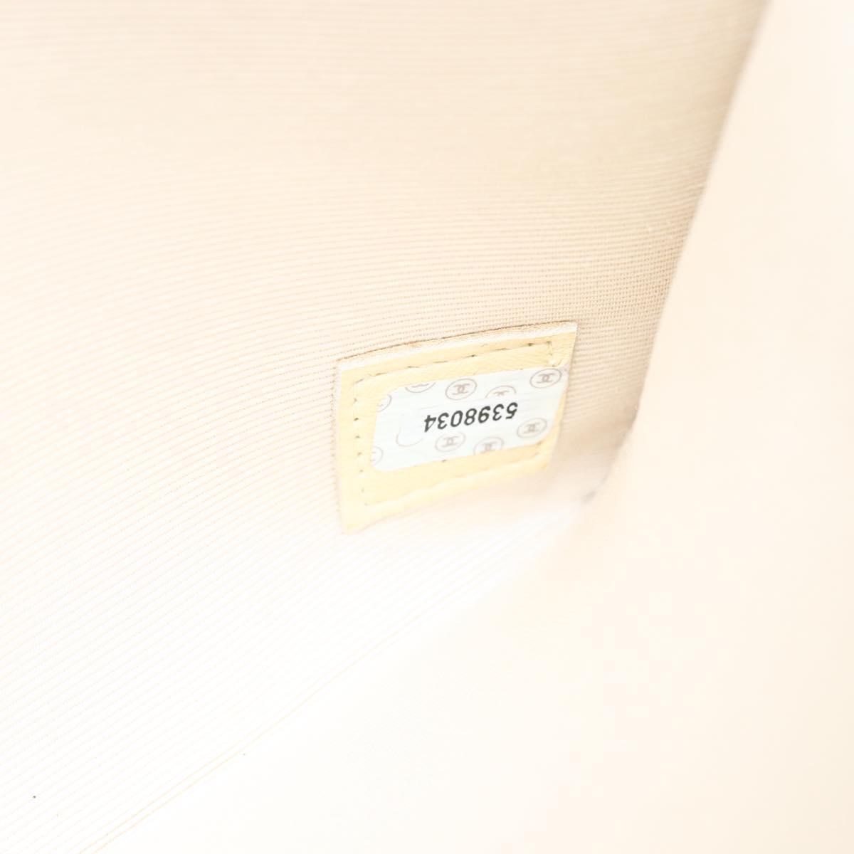 CHANEL camellia Pouch Lamb Skin Beige CC Auth bs29452