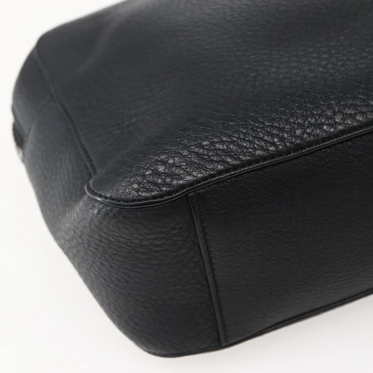Christian Louboutin Clutch Bag Leather Black Silver Auth bs29456