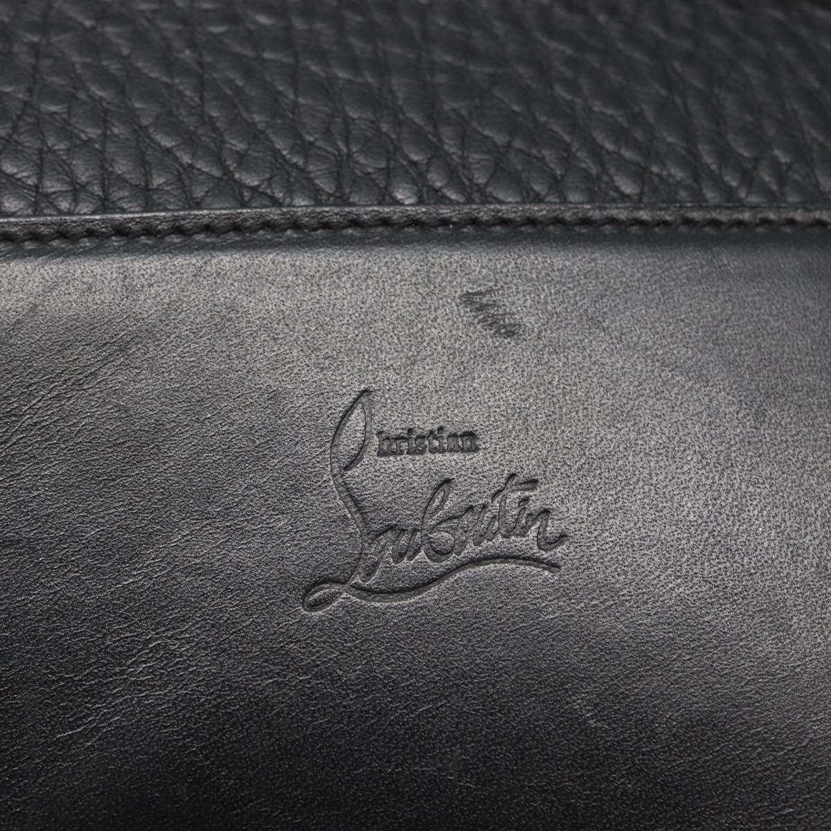 Christian Louboutin Clutch Bag Leather Black Silver Auth bs29456