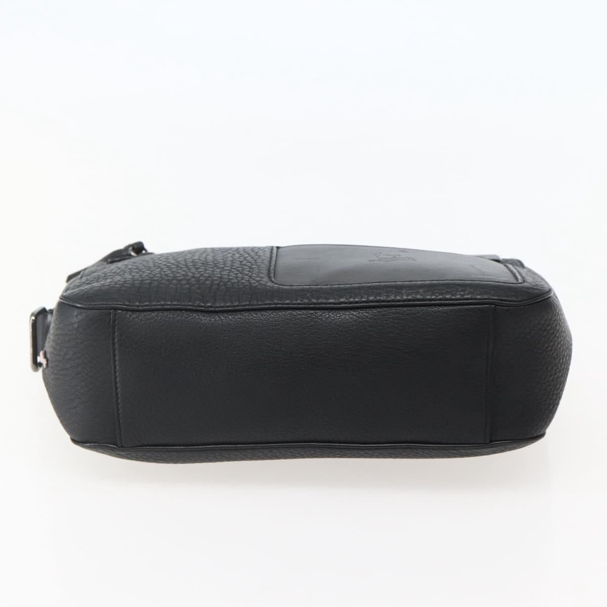 Christian Louboutin Clutch Bag Leather Black Silver Auth bs29456