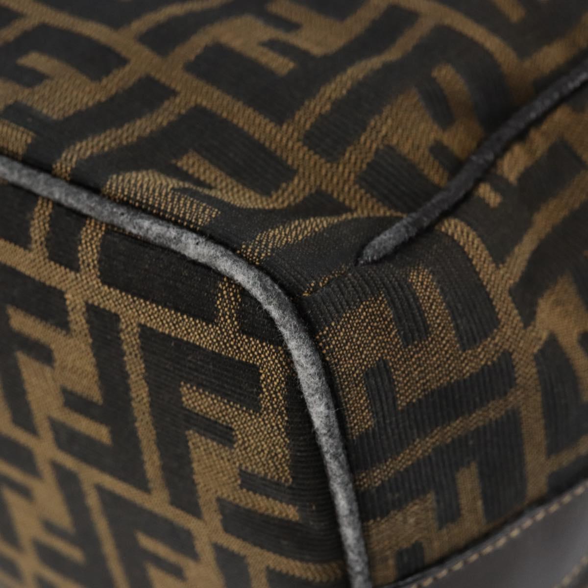 FENDI Zucca Canvas Vanity Hand Bag Black Brown Auth bs29458