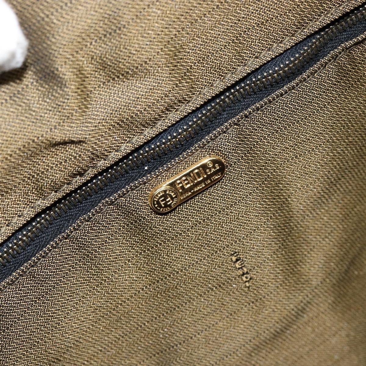 FENDI Zucca Canvas Vanity Hand Bag Black Brown Auth bs29458