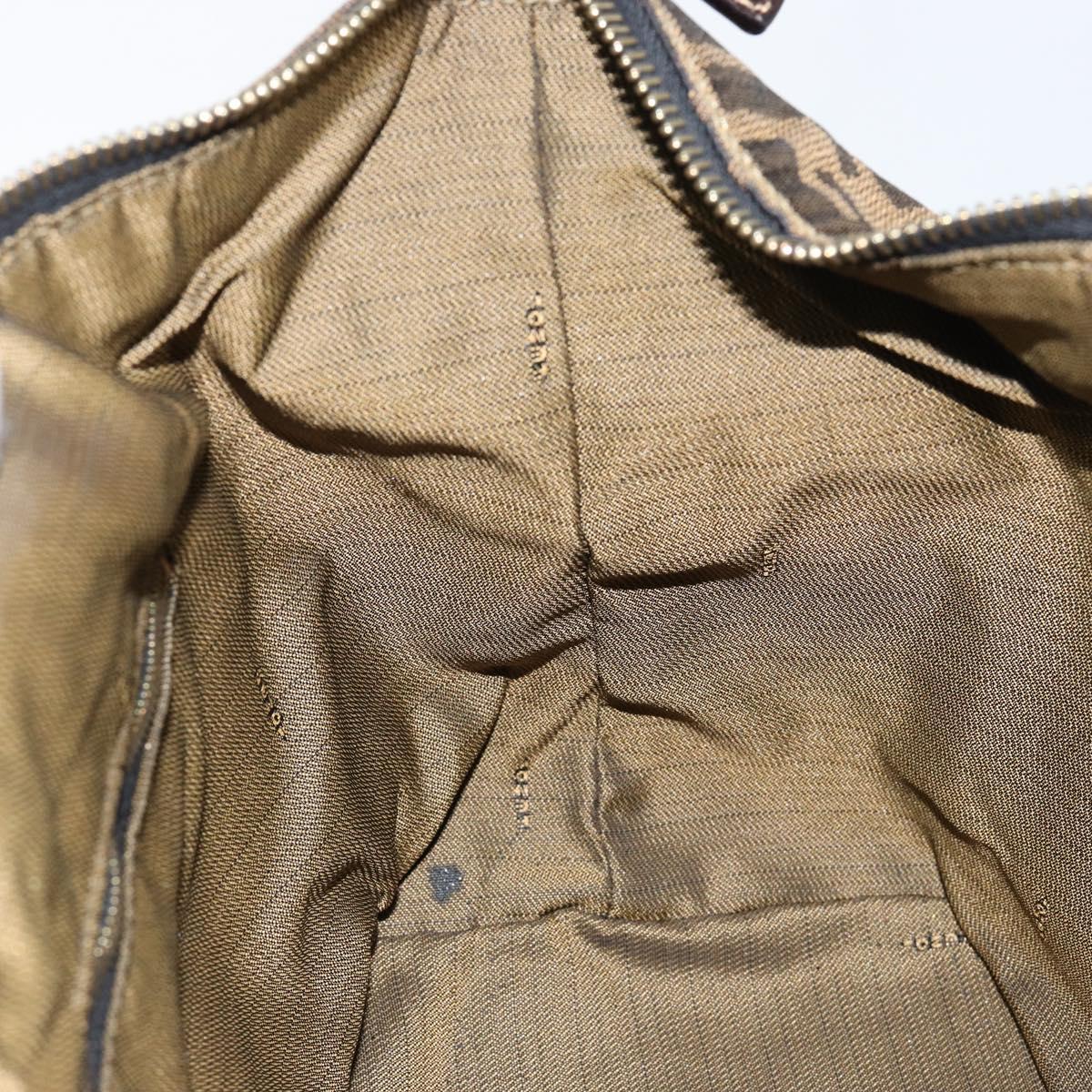 FENDI Zucca Canvas Vanity Hand Bag Black Brown Auth bs29458