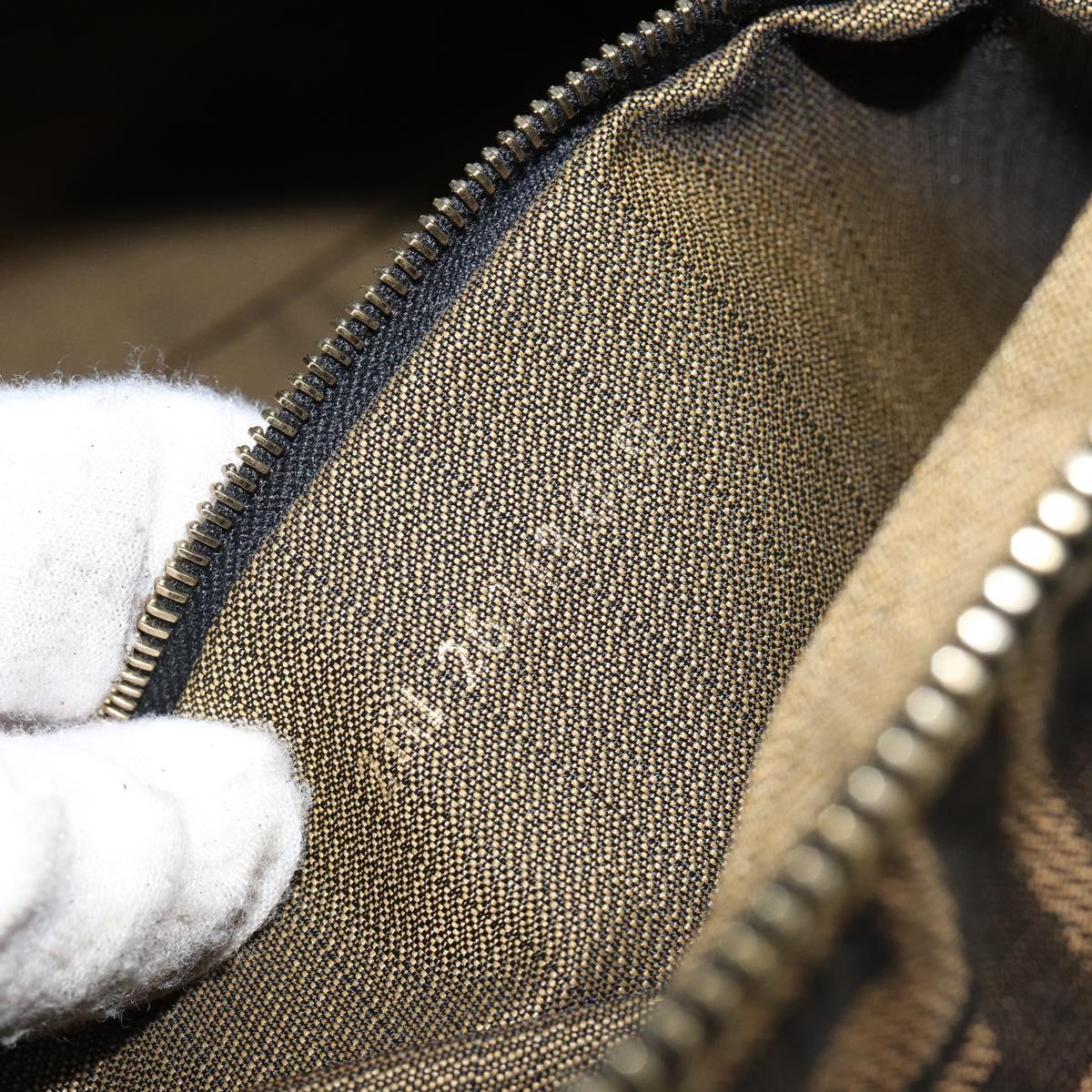 FENDI Zucca Canvas Vanity Hand Bag Black Brown Auth bs29458