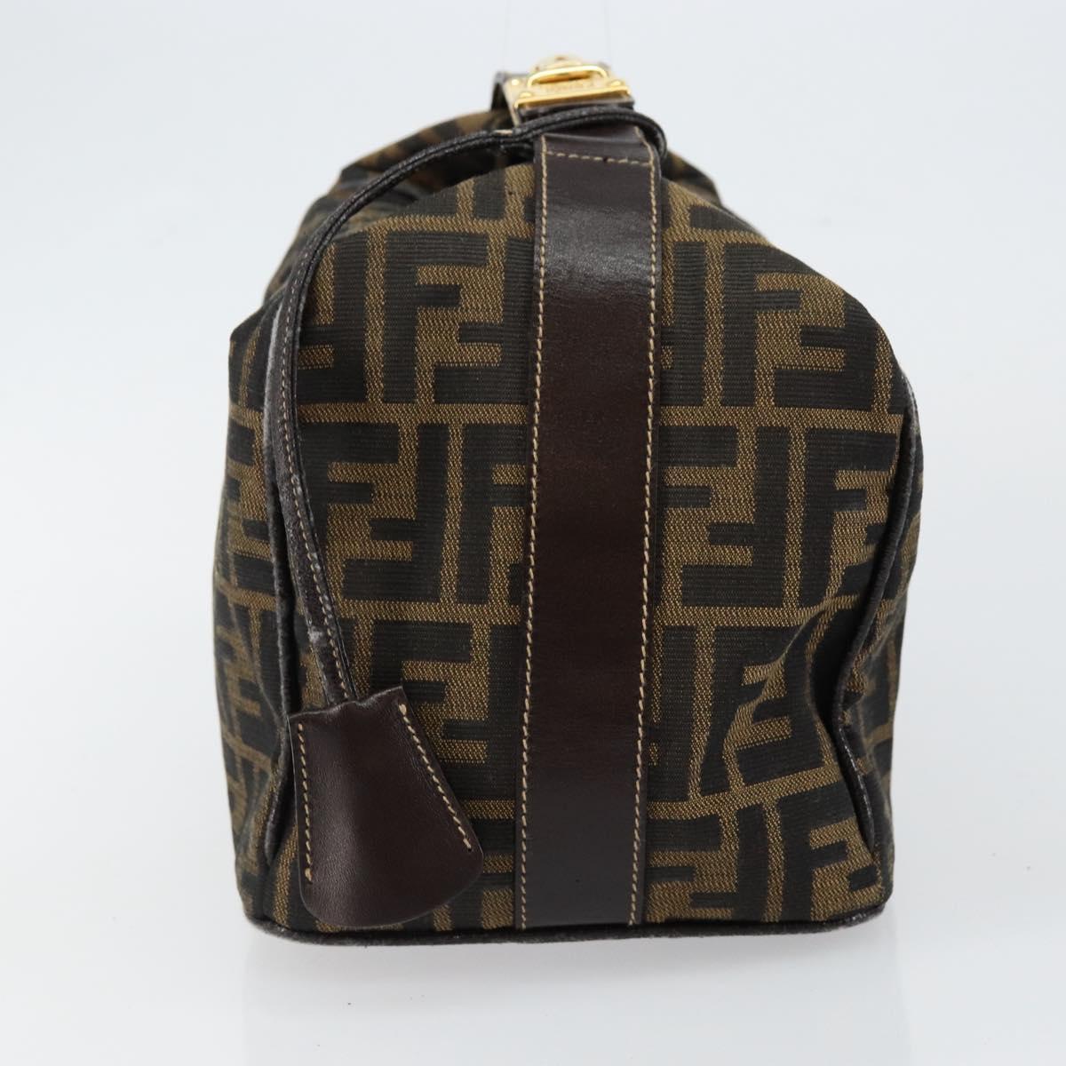 FENDI Zucca Canvas Vanity Hand Bag Black Brown Auth bs29458