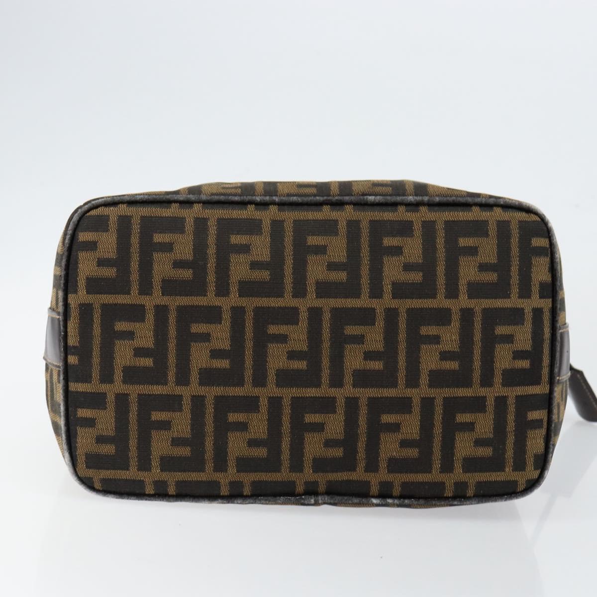 FENDI Zucca Canvas Vanity Hand Bag Black Brown Auth bs29458