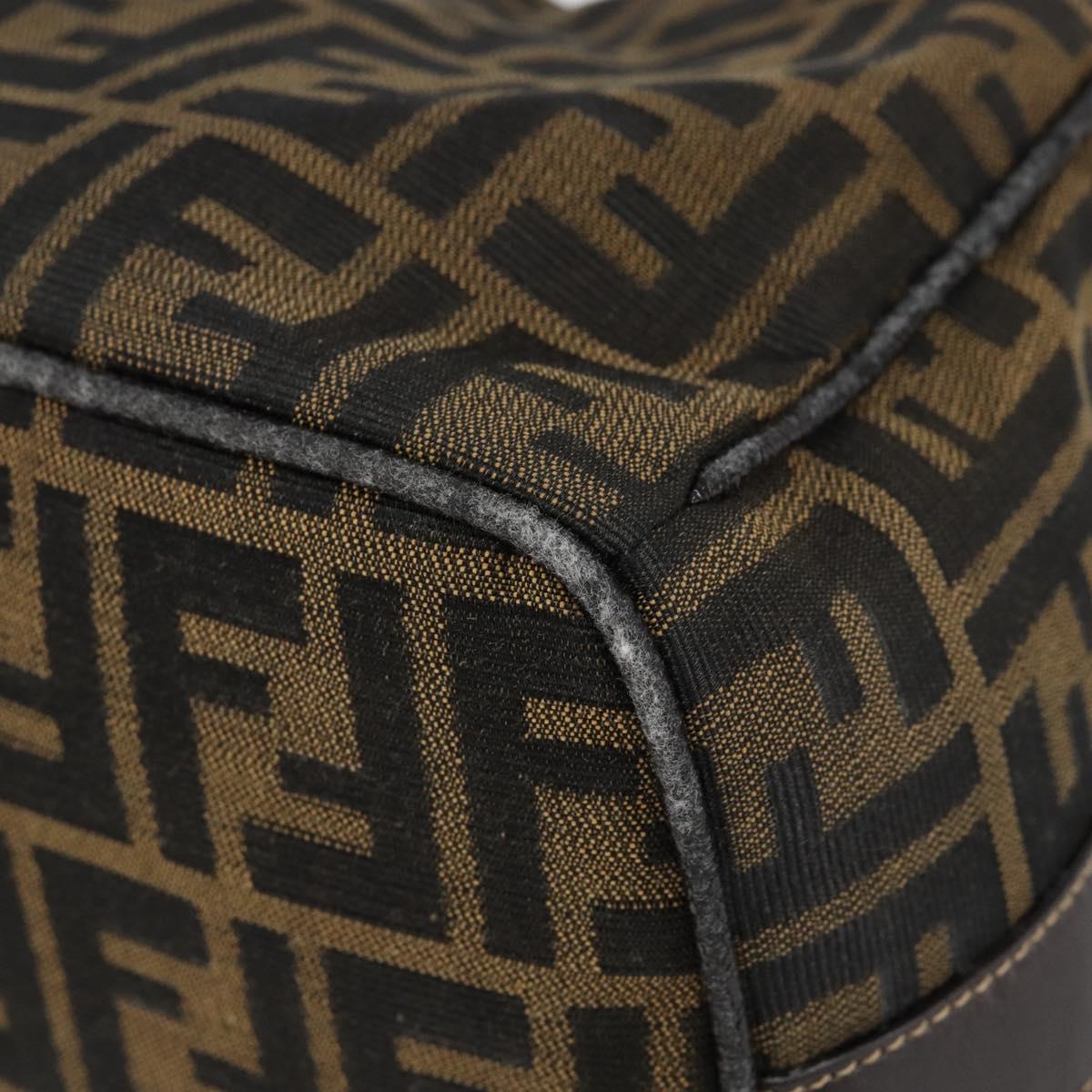 FENDI Zucca Canvas Vanity Hand Bag Black Brown Auth bs29458