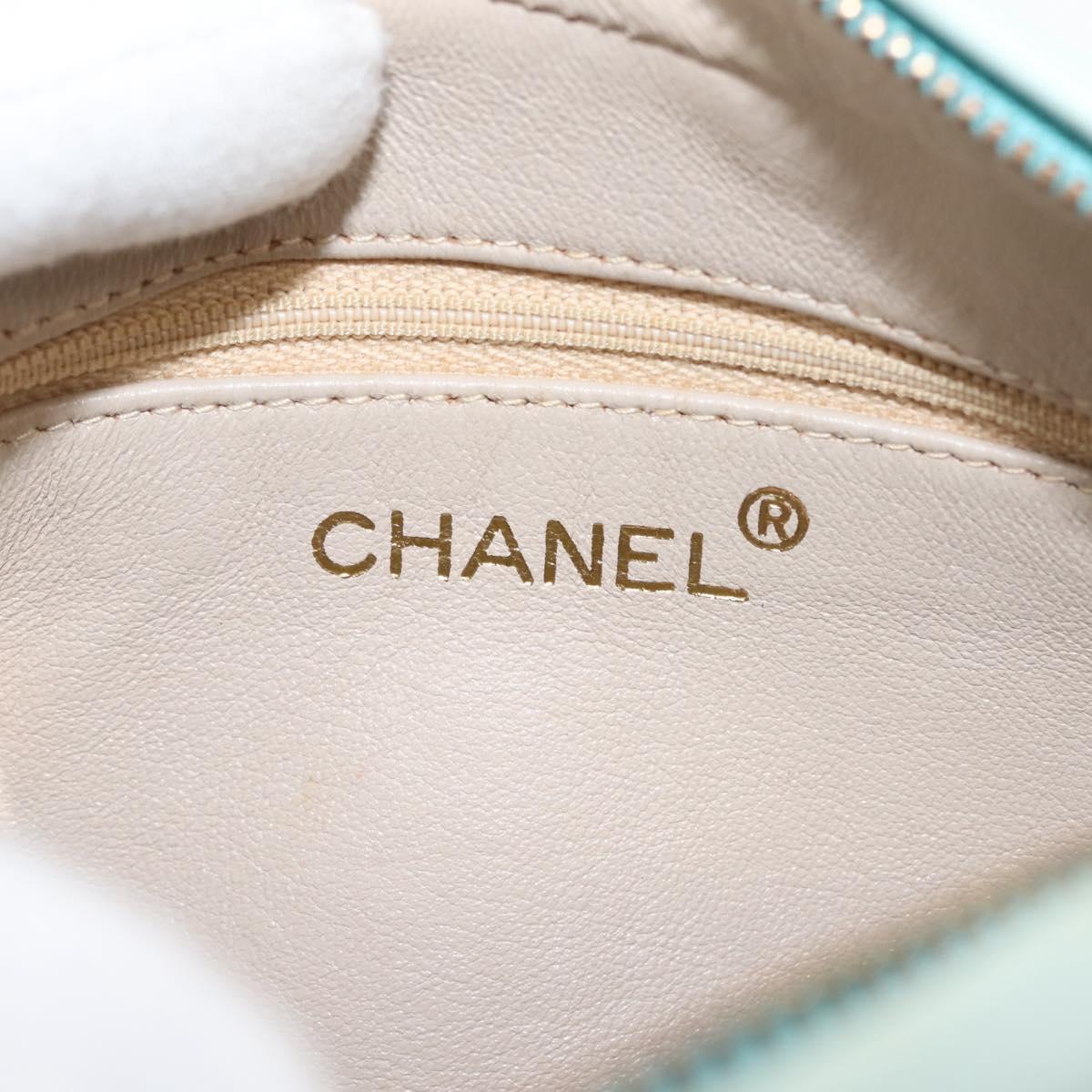 CHANEL Matelasse Chain Shoulder Bag Lamb Skin Light Blue Gold CC Auth bs29467