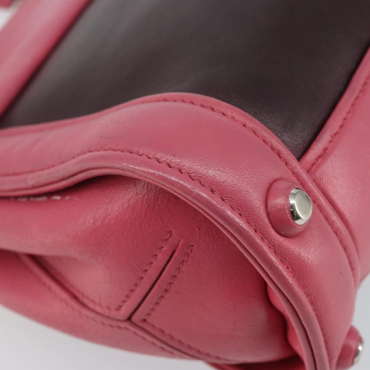 Miu Miu Hand Bag Leather 2way Pink Brown Silver Auth bs29468