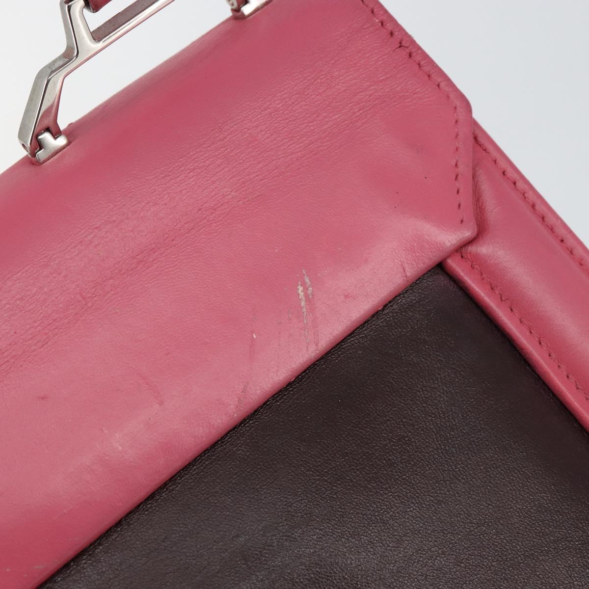 Miu Miu Hand Bag Leather 2way Pink Brown Silver Auth bs29468