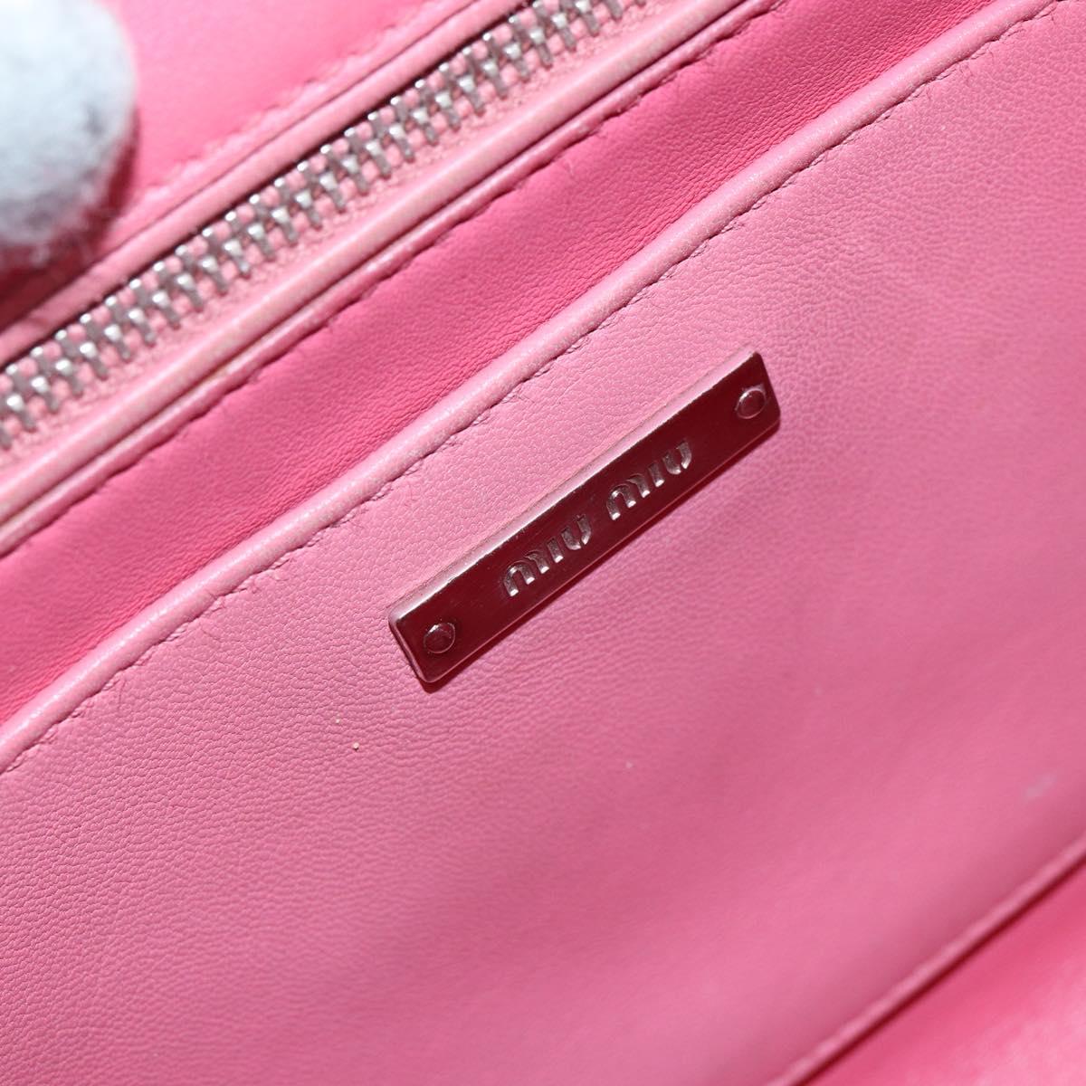 Miu Miu Hand Bag Leather 2way Pink Brown Silver Auth bs29468