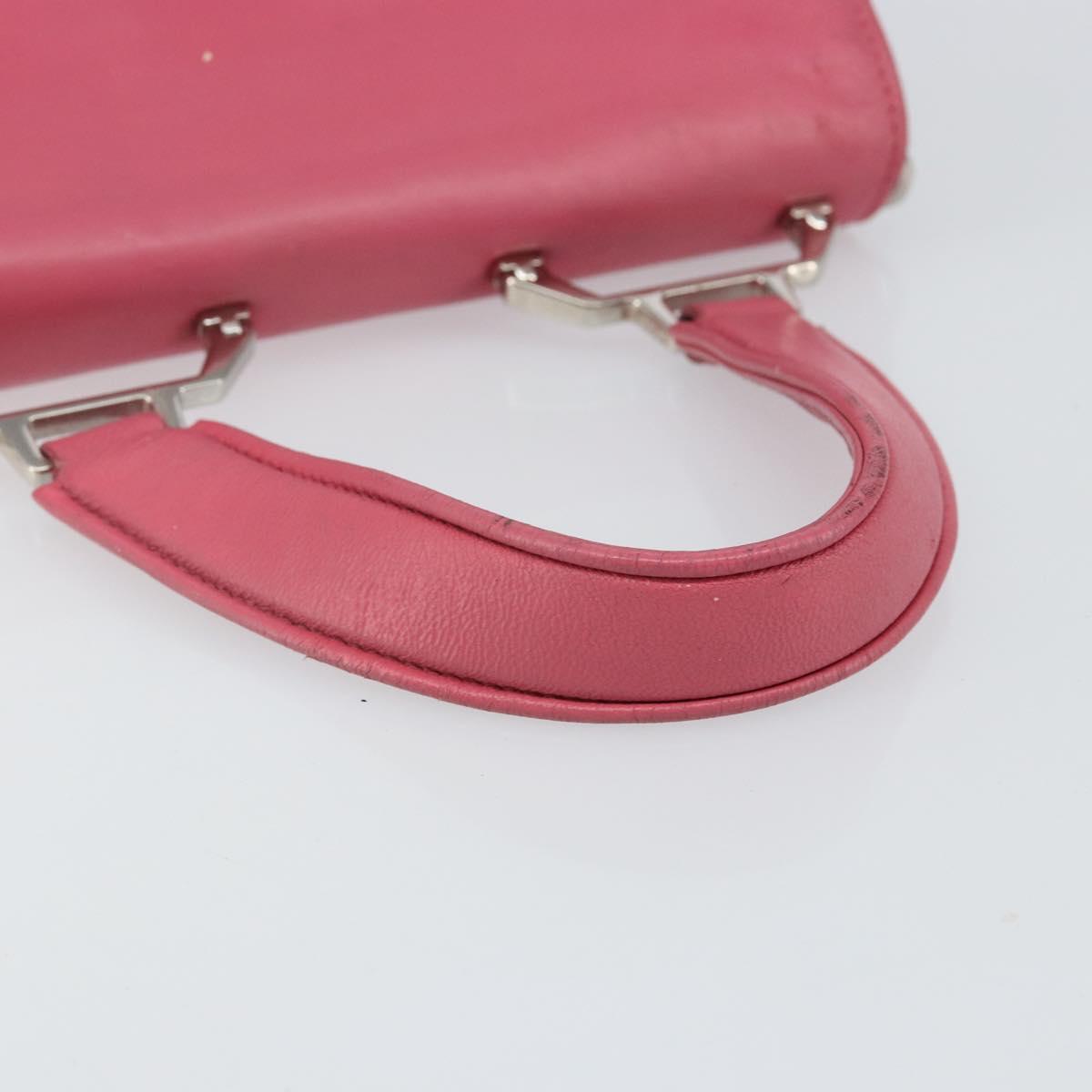 Miu Miu Hand Bag Leather 2way Pink Brown Silver Auth bs29468