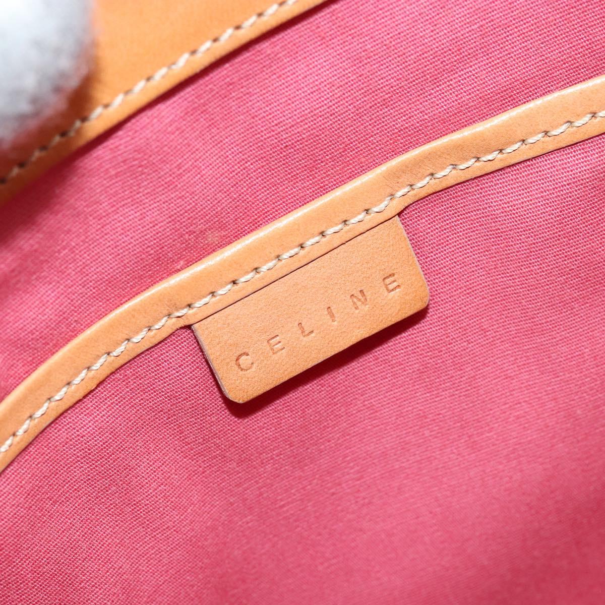 CELINE C Macadam Canvas Hand Bag Suede Pink Gold Auth bs29469