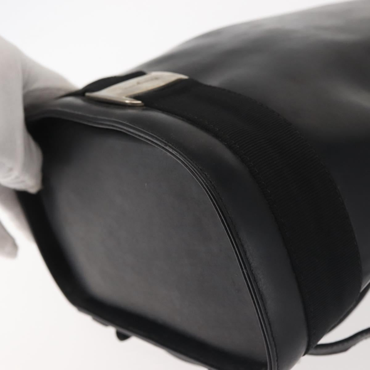 Salvatore Ferragamo Vala Backpack Leather Black Silver Auth bs29472