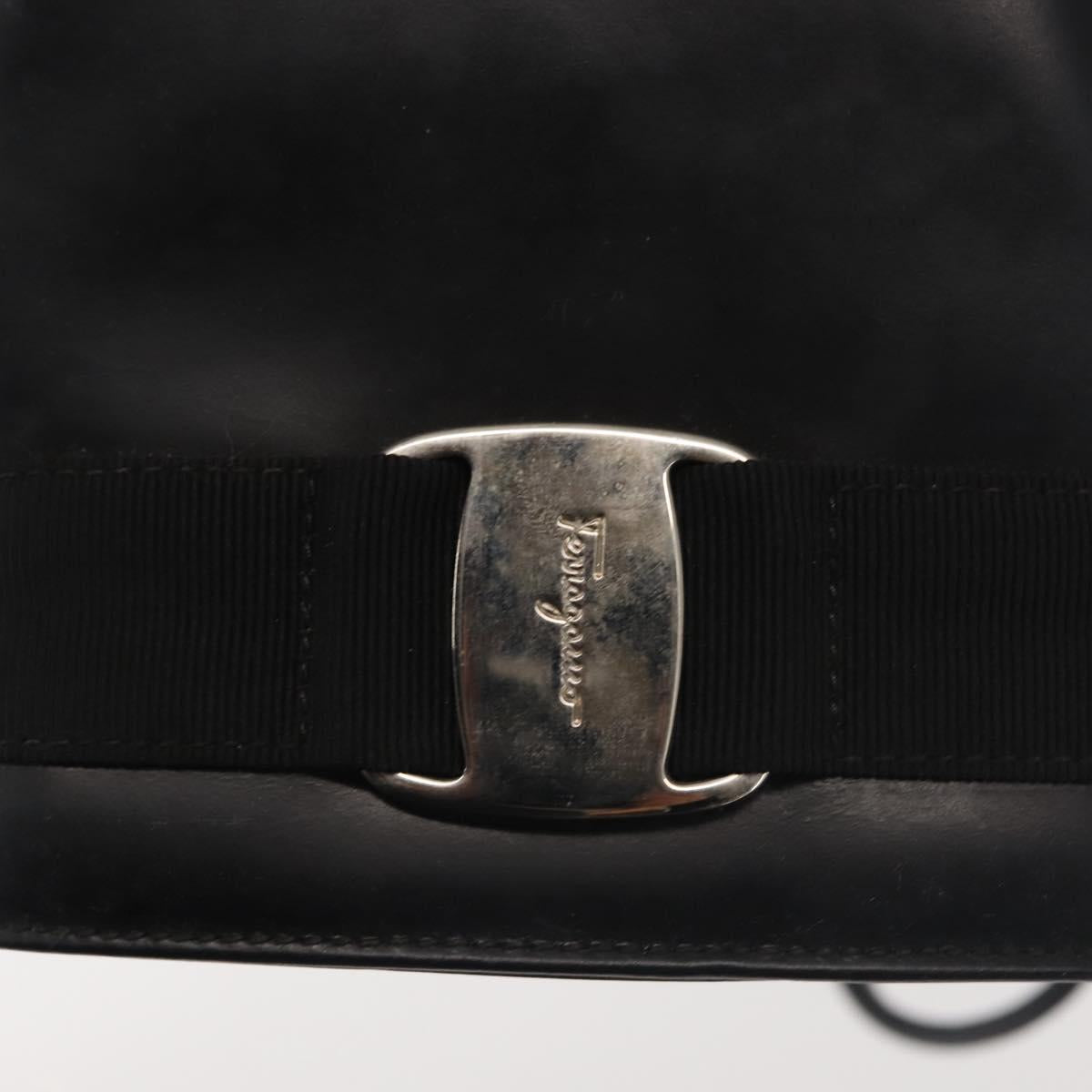 Salvatore Ferragamo Vala Backpack Leather Black Silver Auth bs29472