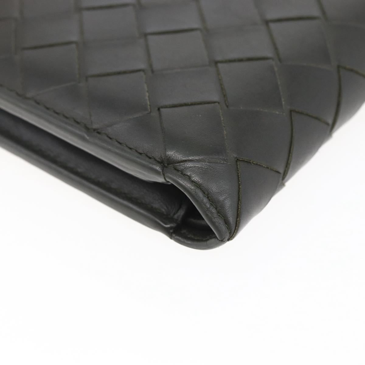 BOTTEGA VENETA MAXI INTRECCIATO Bifold Wallet Leather Khaki Auth bs29473
