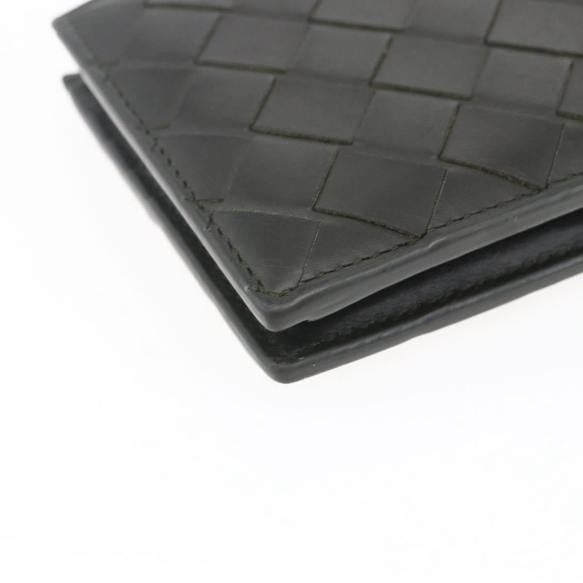 BOTTEGA VENETA MAXI INTRECCIATO Bifold Wallet Leather Khaki Auth bs29473