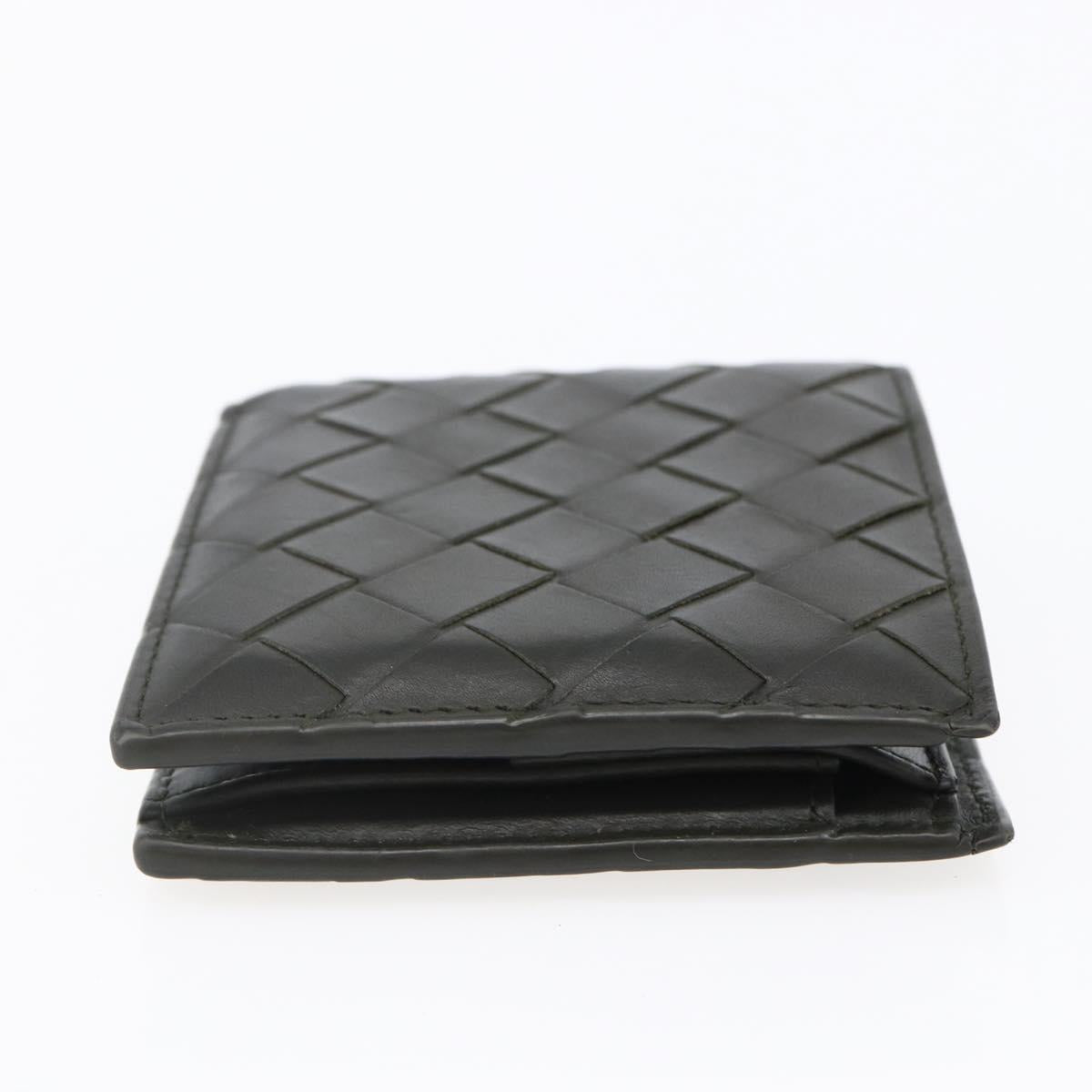 BOTTEGA VENETA MAXI INTRECCIATO Bifold Wallet Leather Khaki Auth bs29473